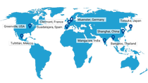 World map with production sites World map with production sites