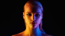Face of a woman in different lights Face of a woman in different lights